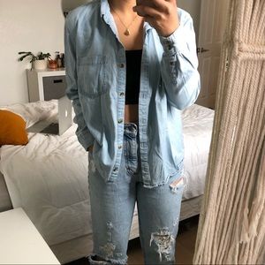 Light Denim Button-Down Shirt